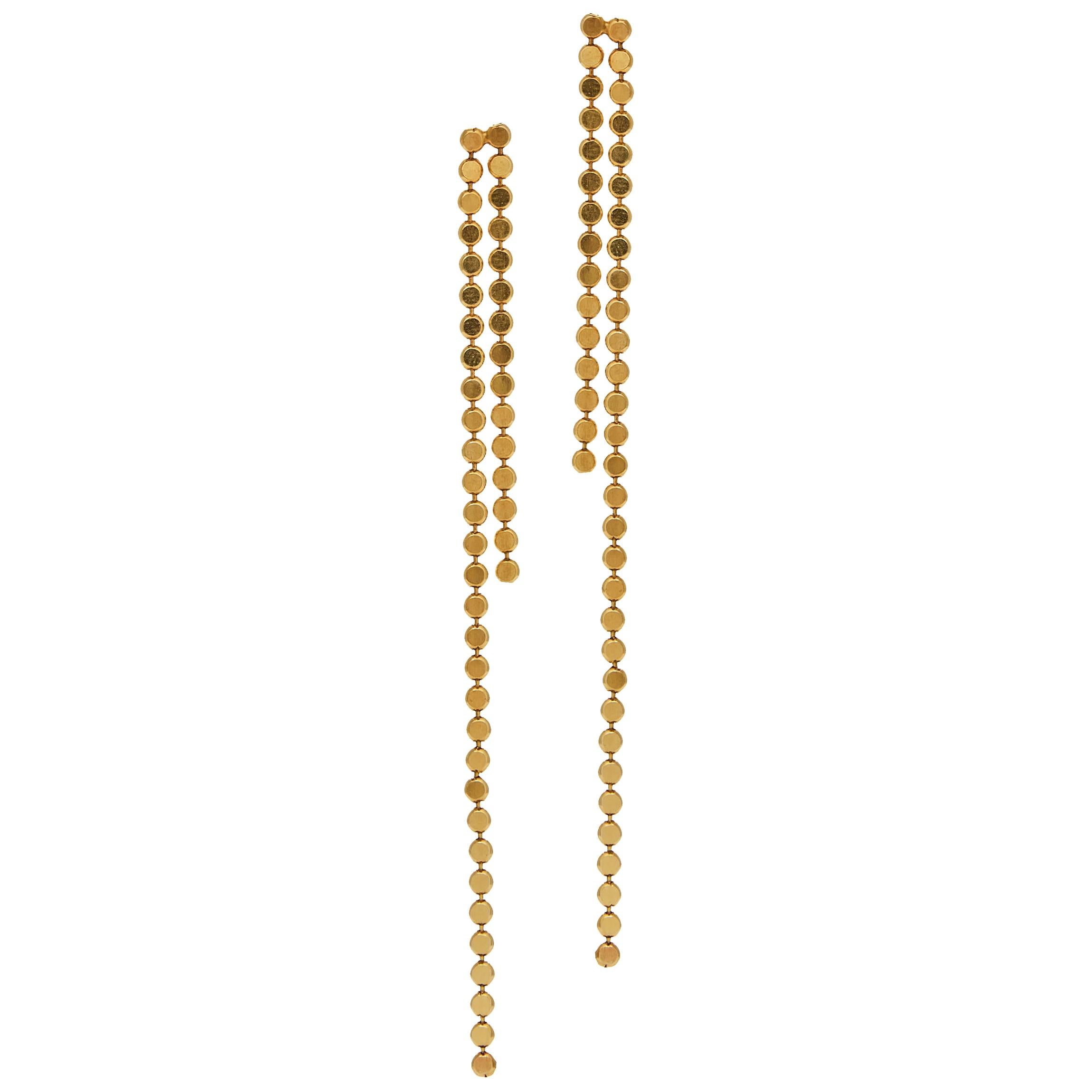 Earrings Long Studs Round Chain Minimal 18K Gold-Plated Silver Greek Earrings For Sale
