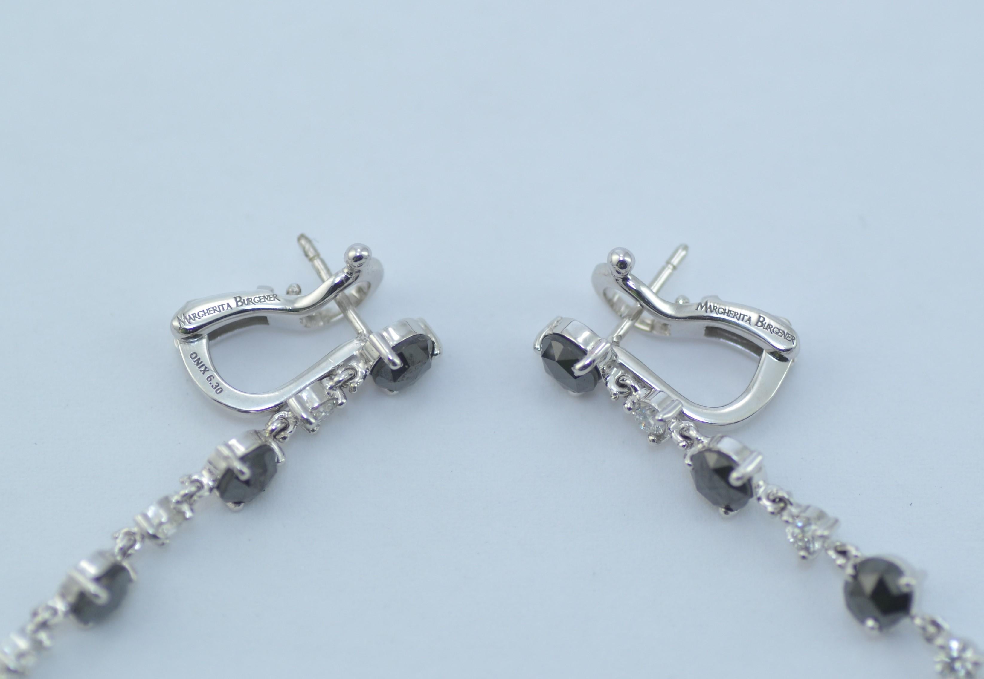 Earrings Margherita Burgener Diamond Black Diamond Onyx White Gold Made in Italy im Zustand „Neu“ in Valenza , IT