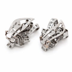 EARRINGS-Mid-Century Retro 4.35 Carat Diamond Stylized Bow Clips.