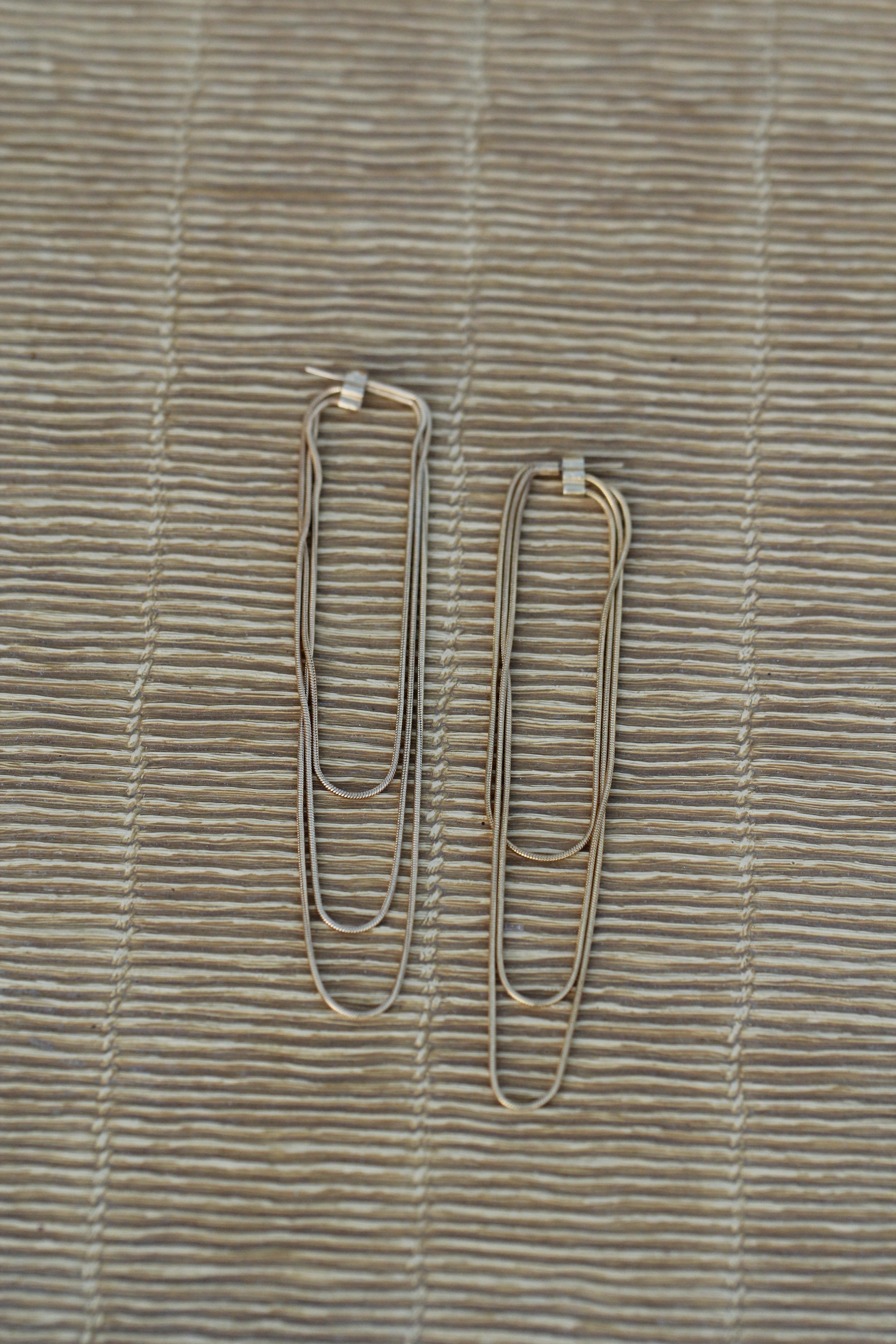 Earrings Long Minimal 18k Gold-Plated Silver Snake Chain Movement Greek Earrings For Sale 5