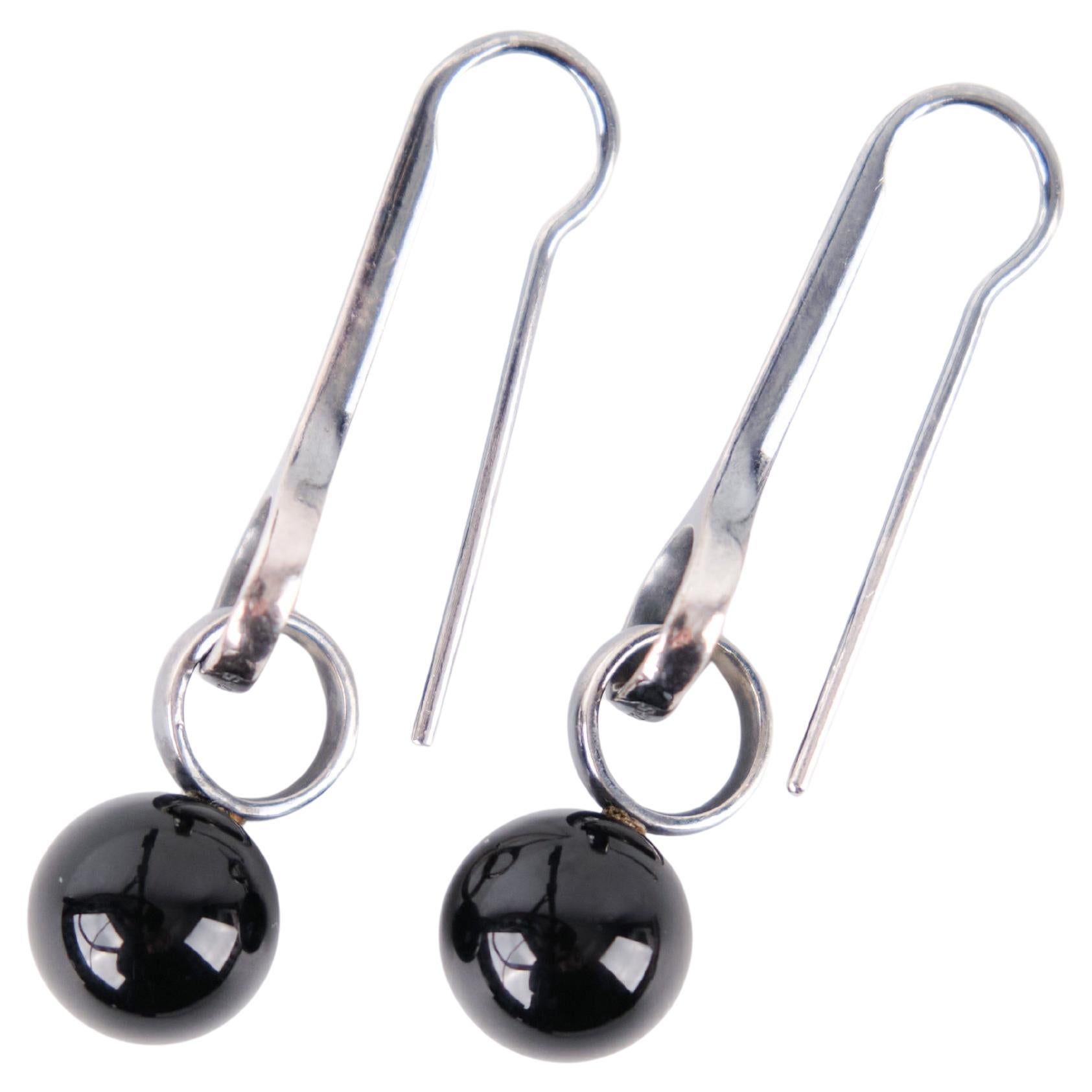 Ohrringe Modell 473A in Sterling Silber 925S & Schwarzer Achat von Regitze Overgaard