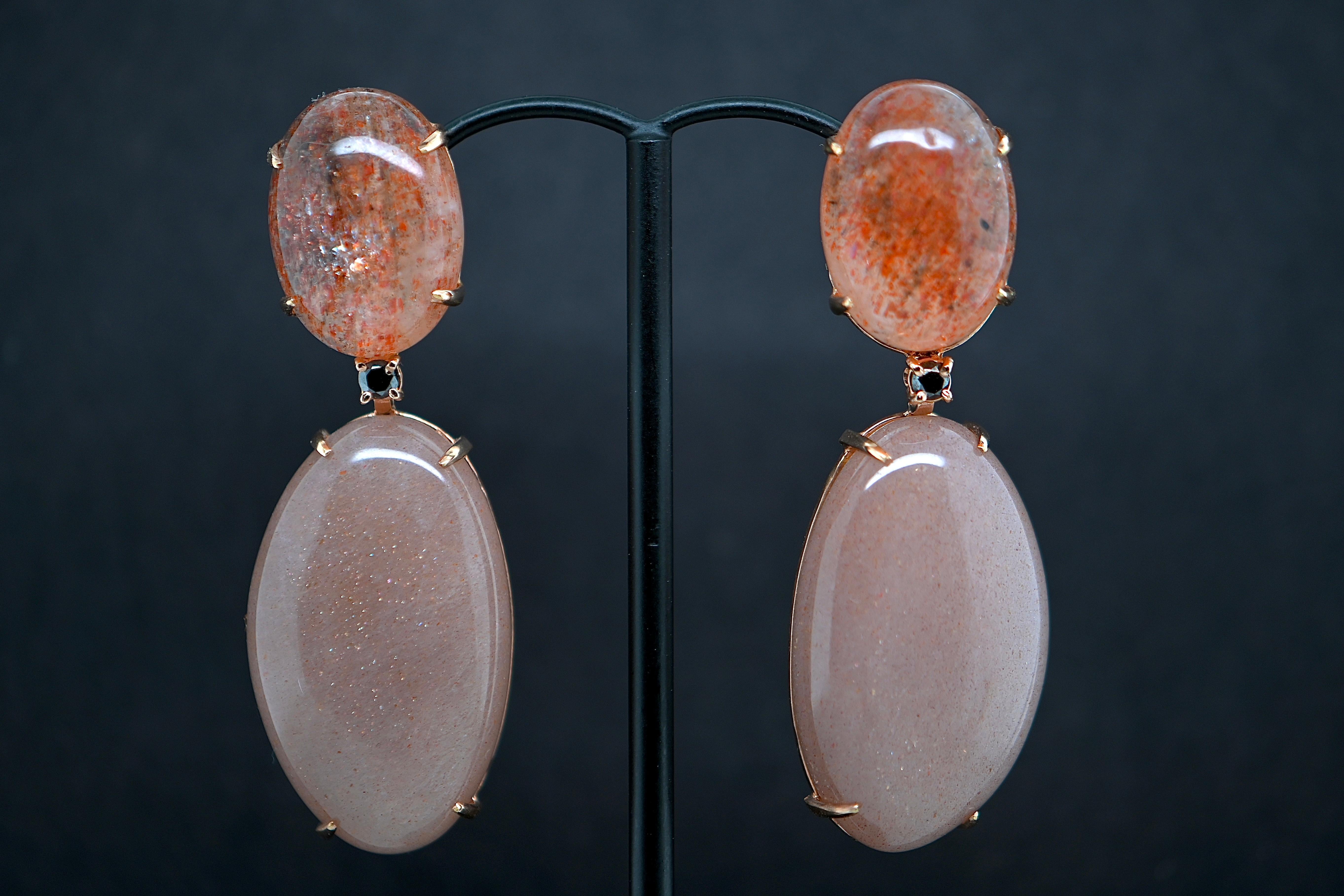 Earrings Moonstone, Sunstone and Spinel

Discover the enchanting beauty of these moonstone, sunstone, and spinel earrings, measuring 5 cm in length. The delicate combination of moonstone and sunstone creates a mesmerizing play of colors, enhanced by