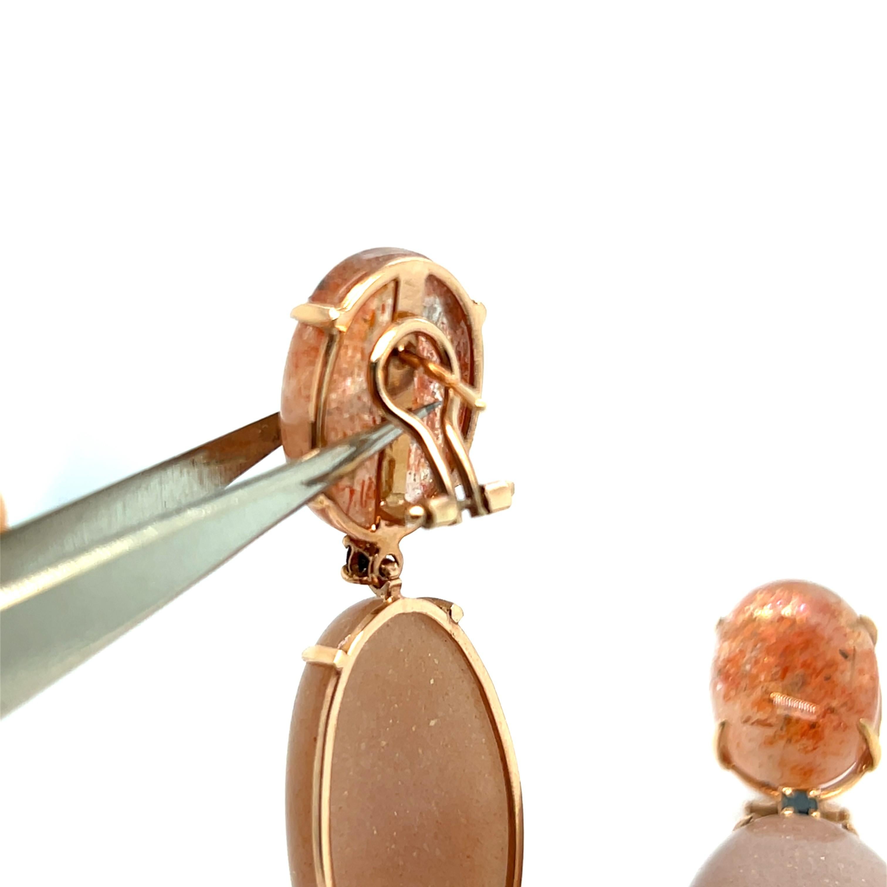 Earrings Moonstone, Sunstone and Spinel For Sale 2
