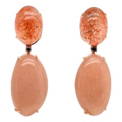 Earrings Moonstone, Sunstone and Spinel