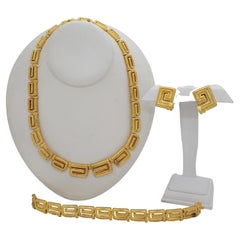 Earrings, Necklace, and Bracelet Set in 18k Yellow Gold