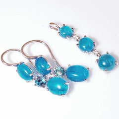 Earrings NEON Colors Apatite and natural blue Zircon magnificient unseen Colors