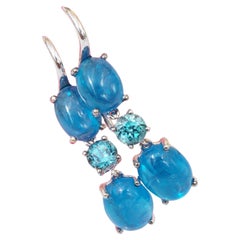 Earrings NEON Colors Apatite and natural blue Zircon magnificient unseen Colors