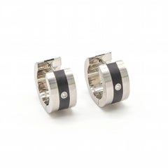 Earrings NOIR in Steel, Diamonds and Ceramic