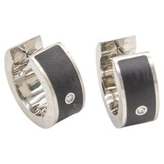 Earrings NOIR in Steel, Diamonds and Ceramic