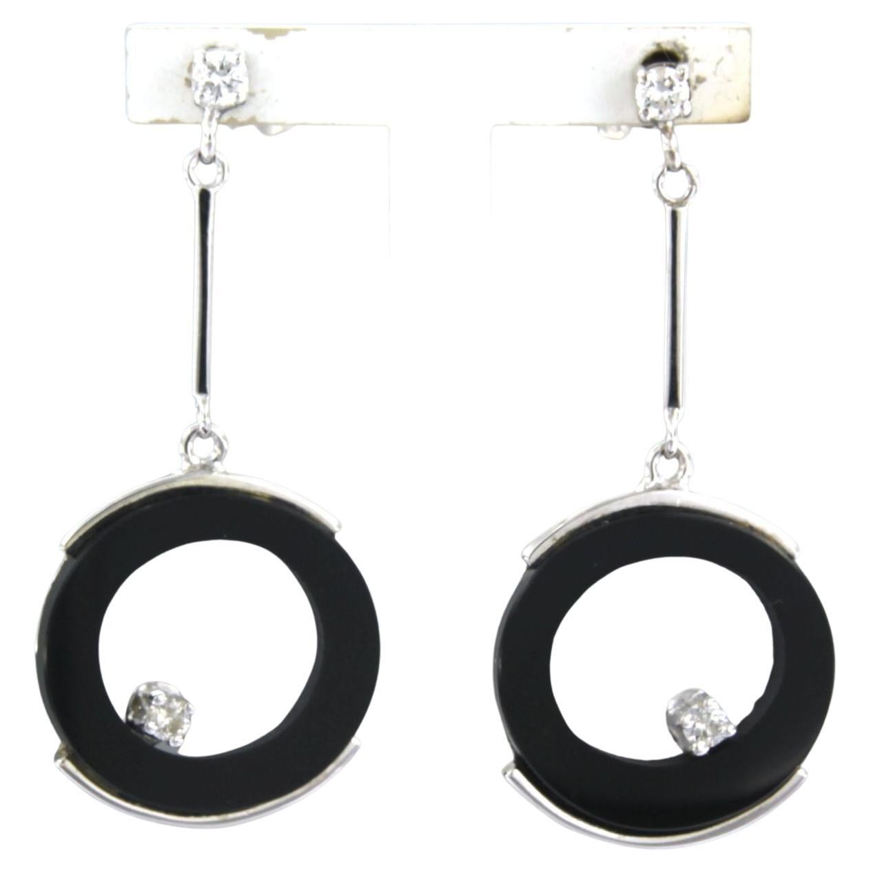 Earrings Sapphire Diamond 14k white Gold For Sale at 1stDibs