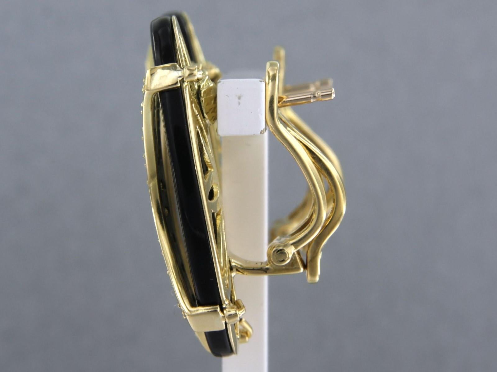 Earrings Onyx Diamond 18k yellow Gold In Good Condition For Sale In The Hague, ZH