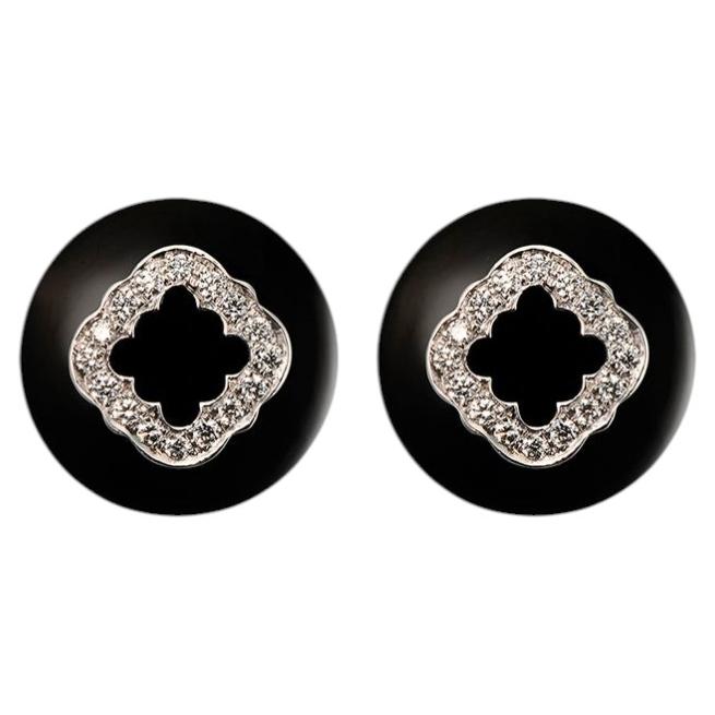 Pre-owned Carrera Y Carrera Earrings “palacios Del Sur – Granada” – 18 Karat White Gold With Diamonds, Onyx
