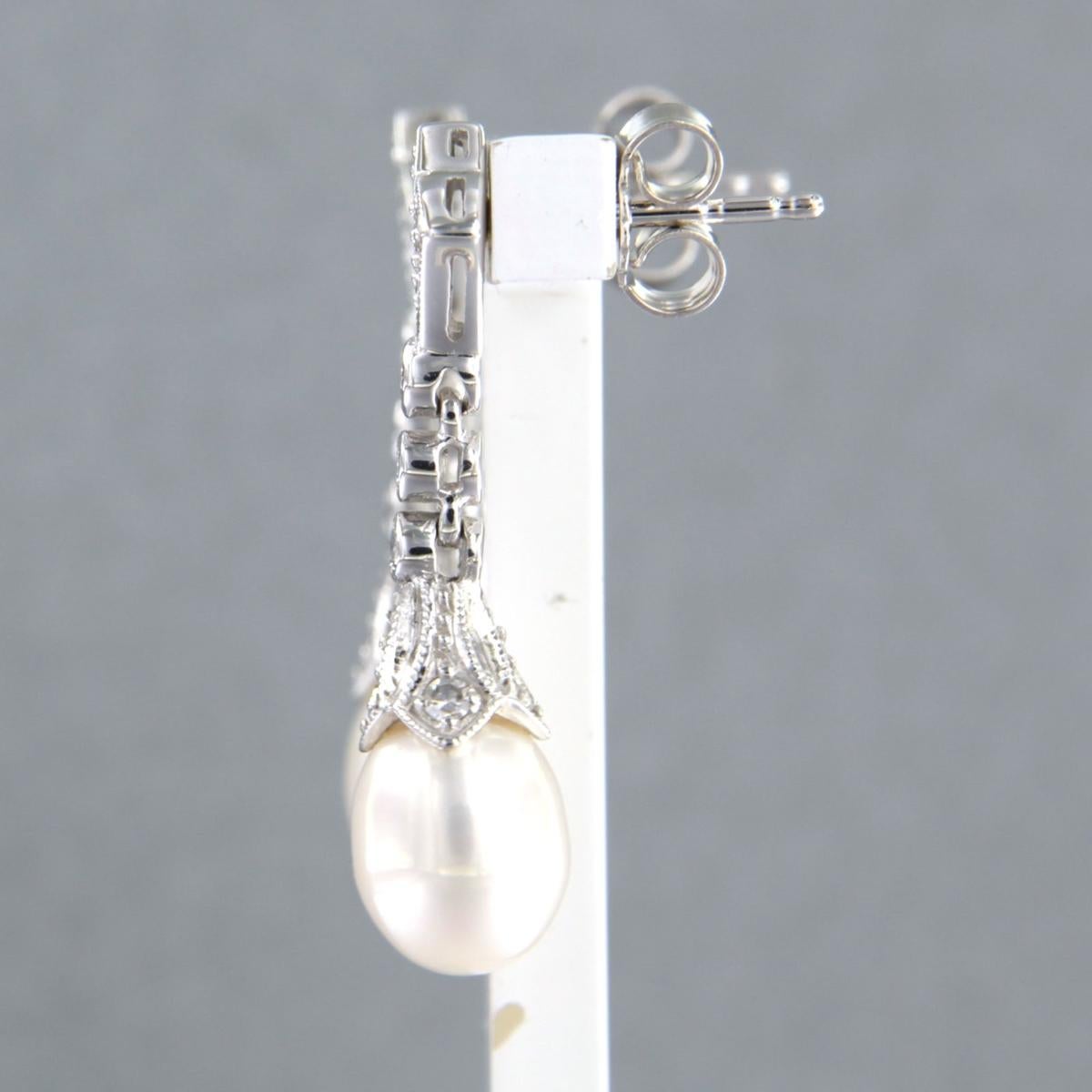 Ohrringe Perle und Diamanten 14k Weißgold im Zustand „Neu“ in The Hague, ZH