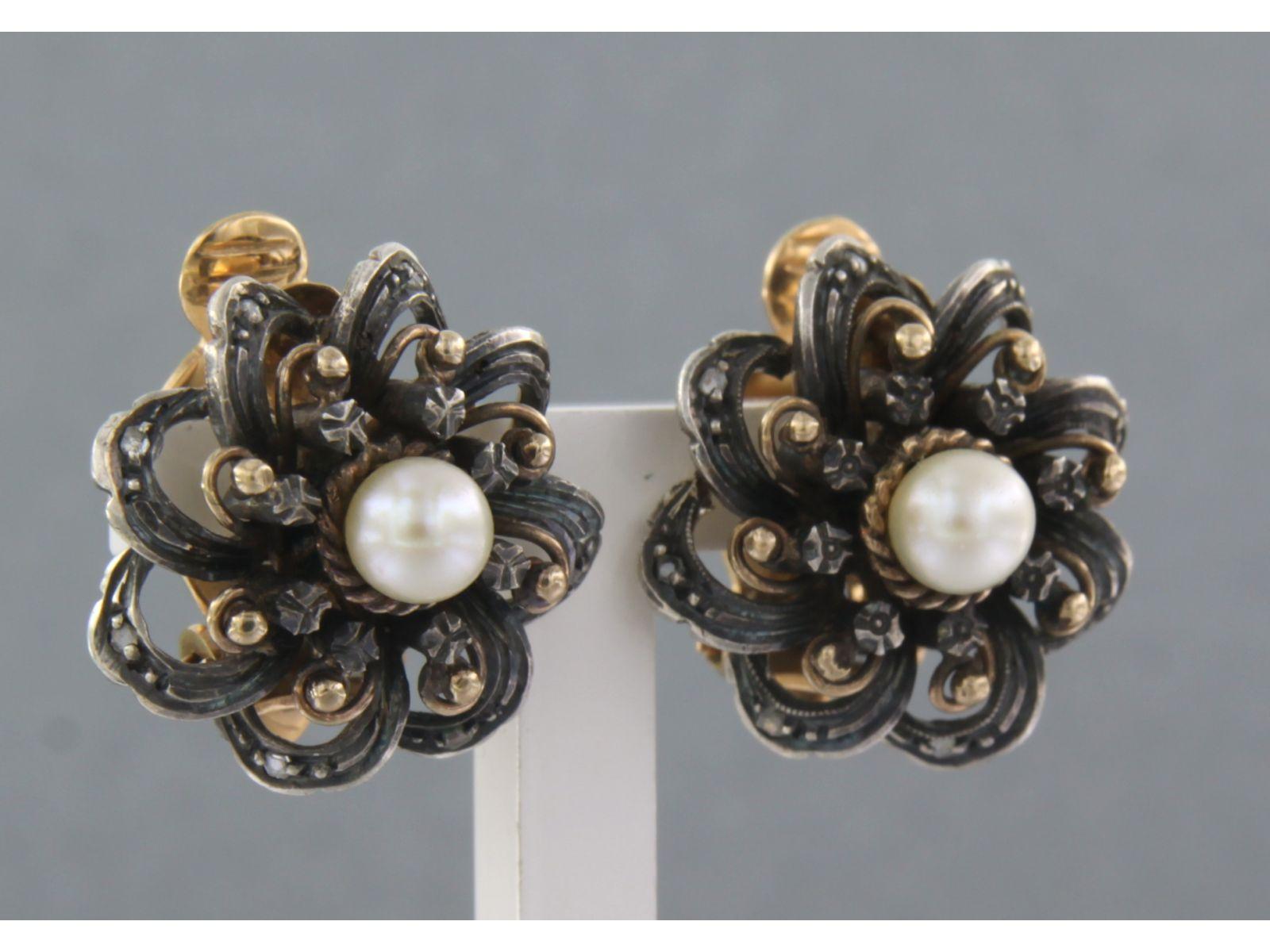Late Victorian Earrings Pearl Diamond 18k Gold For Sale