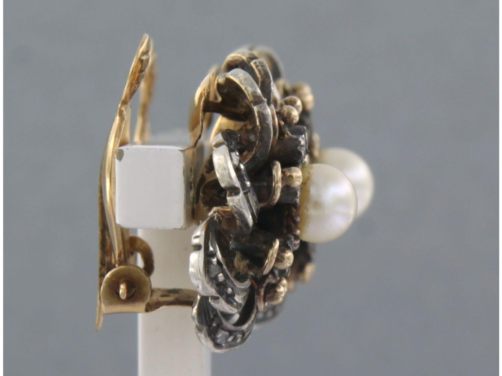 Earrings Pearl Diamond 18k Gold For Sale 1