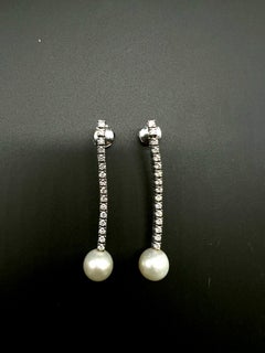 Earrings Pendant Mother of Pearl Diamonds 1.6 Carats White Gold 18 Karat