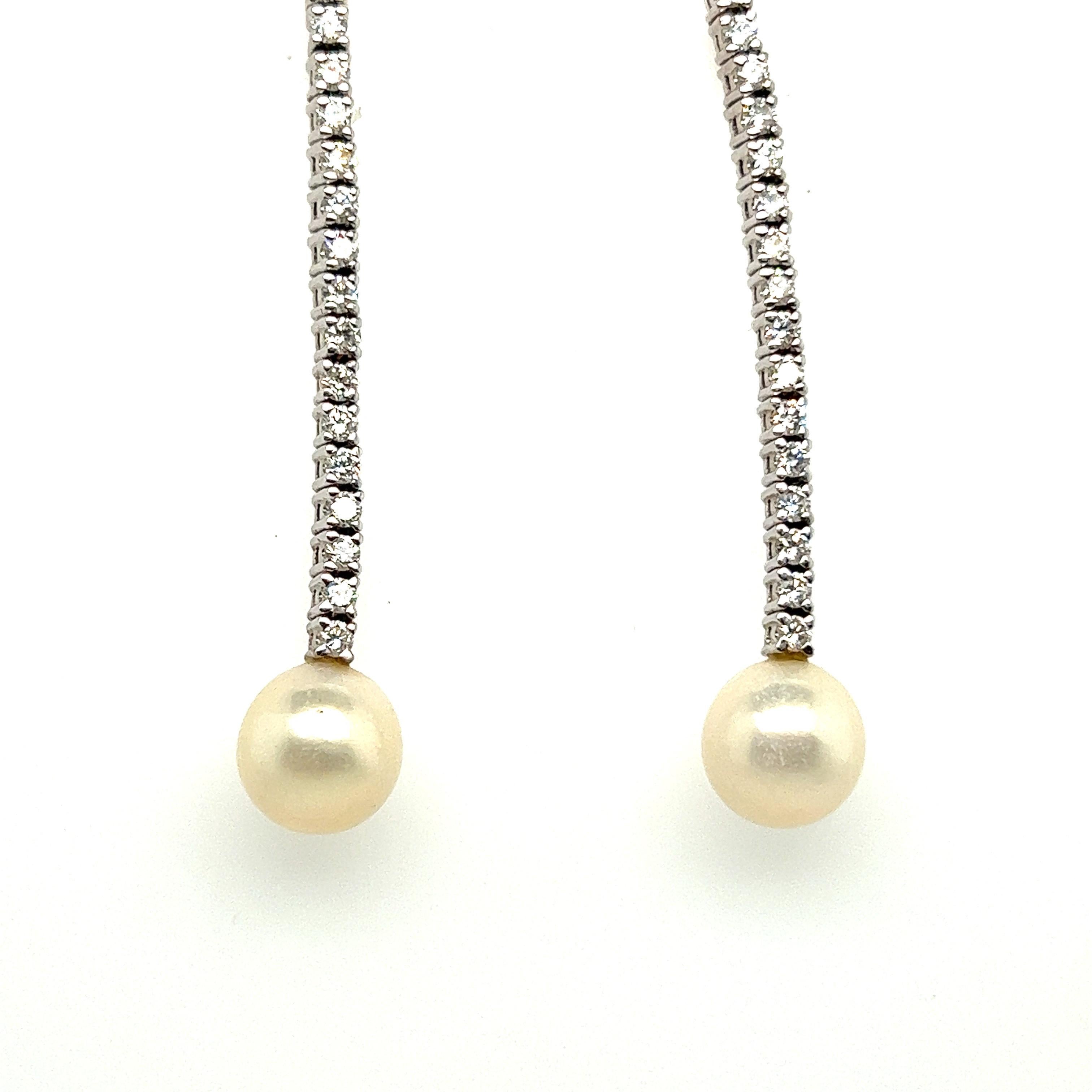Women's Earrings Pendant Mother of Pearl Diamonds 1.6 Carats White Gold 18 Karat For Sale