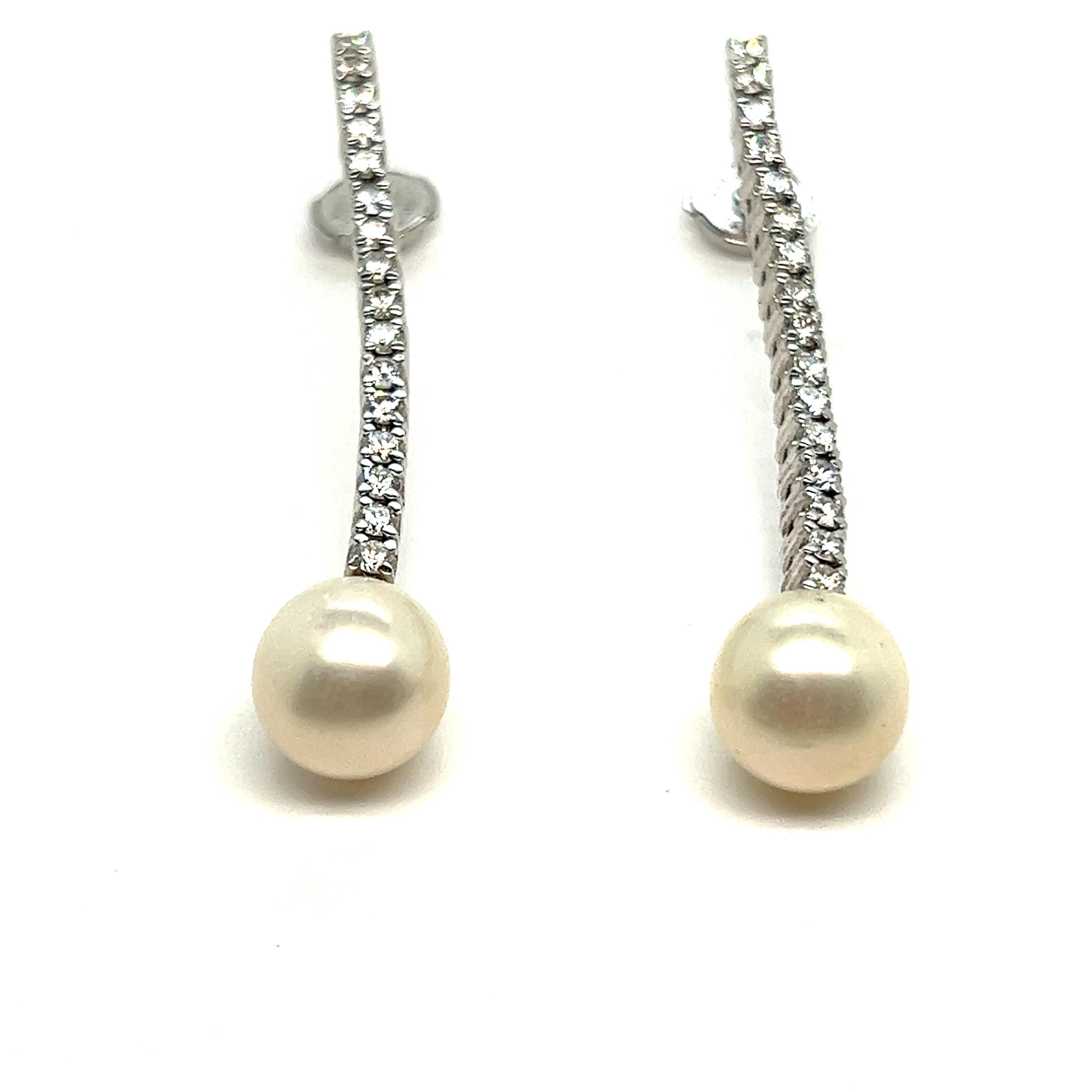 Earrings Pendant Mother of Pearl Diamonds 1.6 Carats White Gold 18 Karat For Sale 3