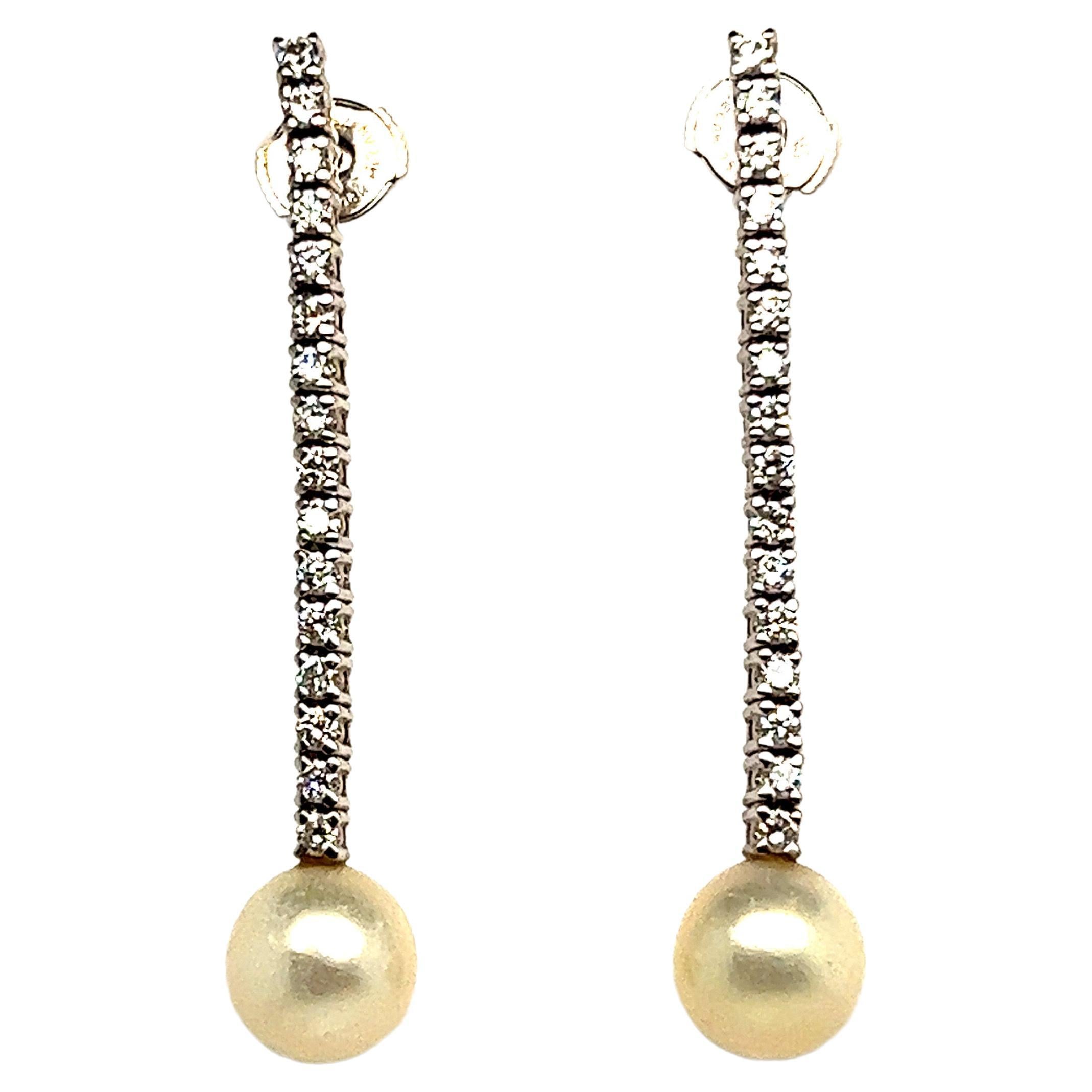 Earrings Pendant Mother of Pearl Diamonds 1.6 Carats White Gold 18 Karat