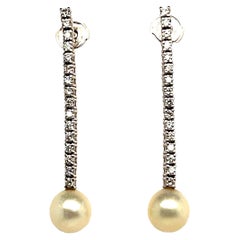 Earrings Pendant Mother of Pearl Diamonds 1.6 Carats White Gold 18 Karat
