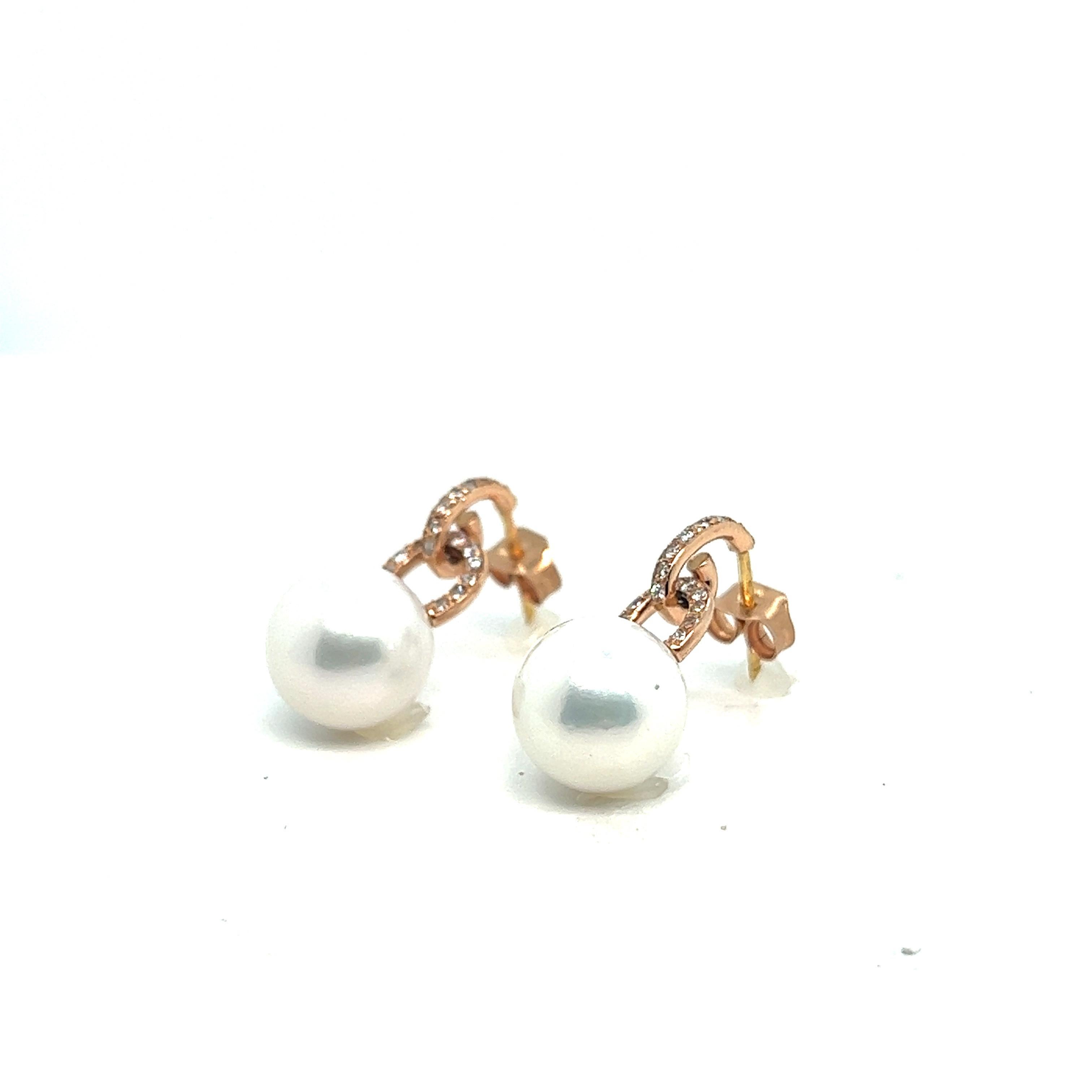 Ohrringe mit Anhängern aus Roségold mit Perlen und Diamanten  im Zustand „Neu“ im Angebot in Vannes, FR
