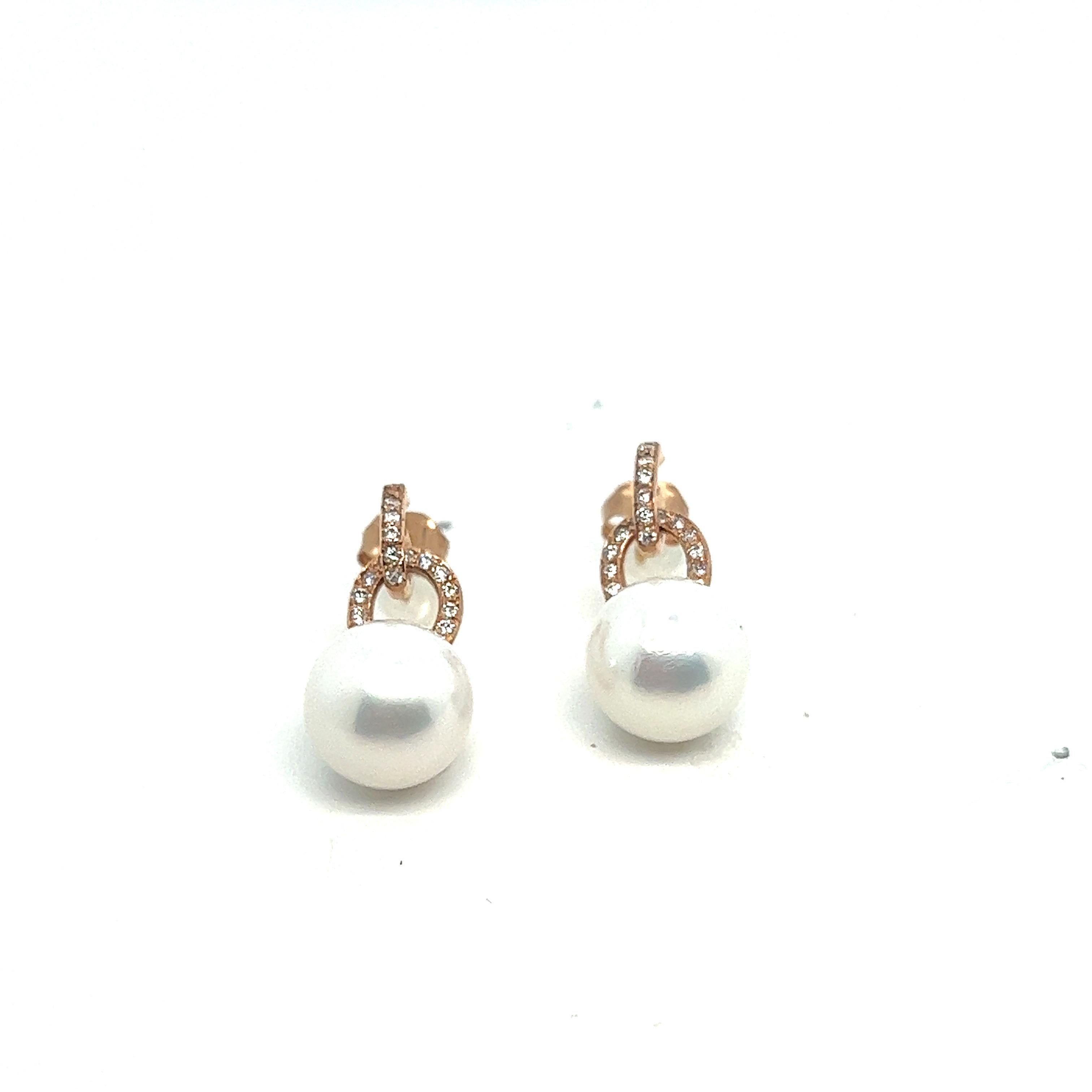 Women's Earrings Pendants Gold Beads Diamonds Rose Gold  For Sale