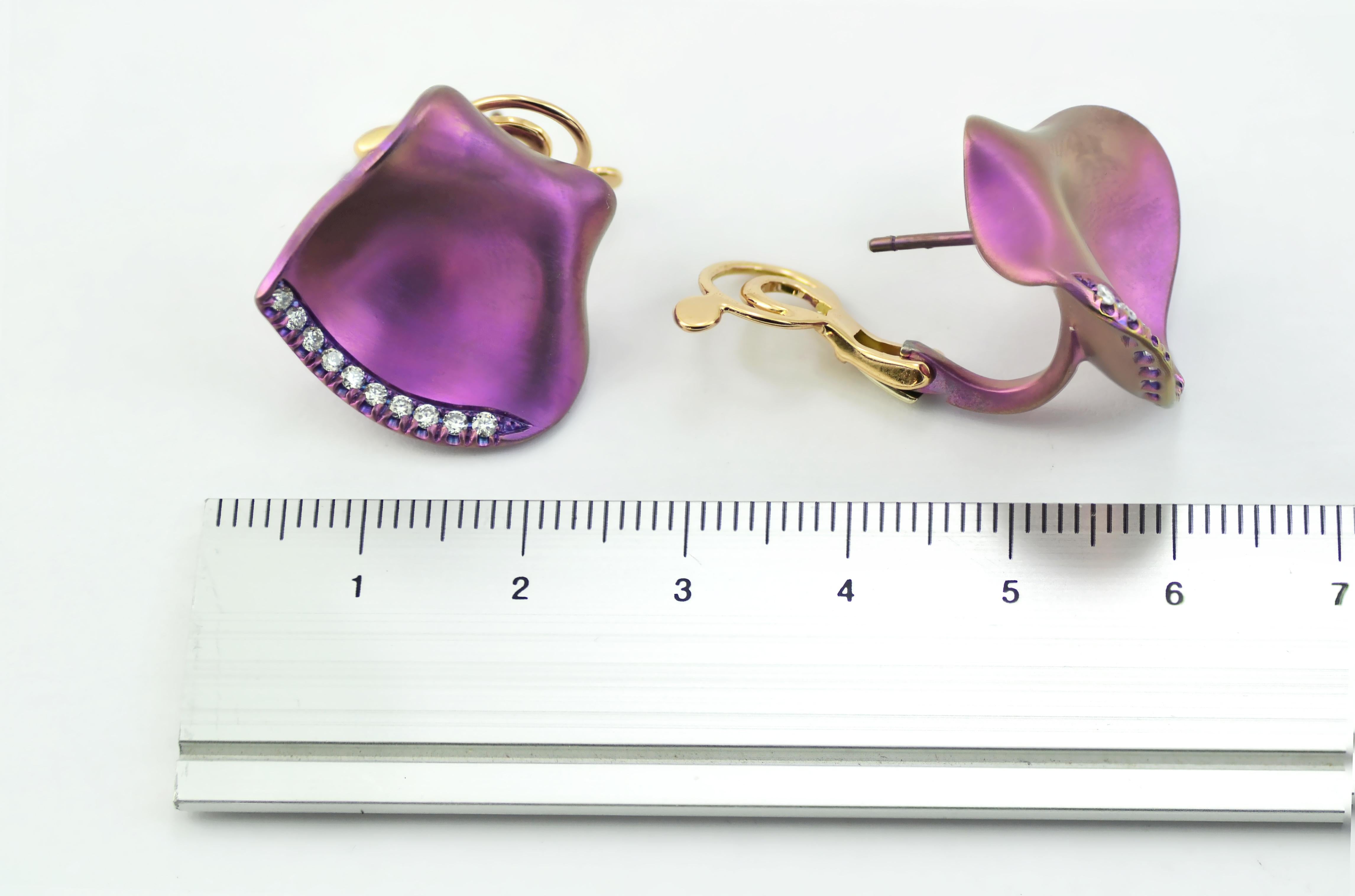 Women's Pink Titanium Diamond Gold Earrings