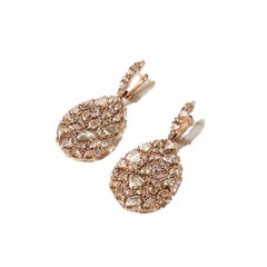 Earrings rose-cut brown diamonds 10.41 crt rose gold