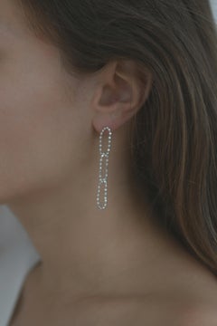 Earrings Round Ball Beaded Motif Chain Classic Sterling Silver Greek Jewelry