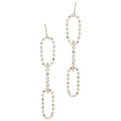 Earrings Round Ball Beaded Motif Chain Classic Sterling Silver Greek Jewelry