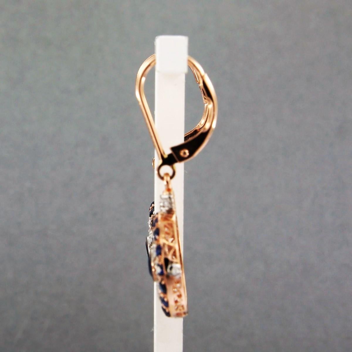 Women's Earrings Sapphire diamond 14k bicolour gold For Sale