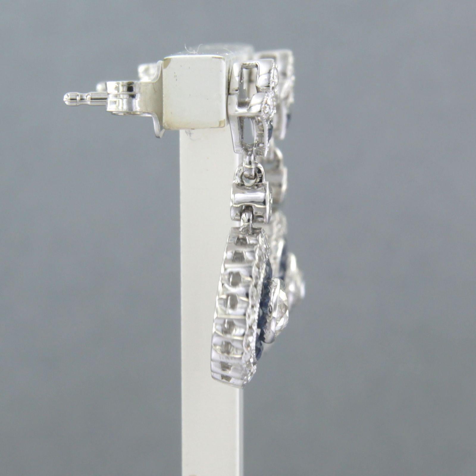 Ohrringe mit Saphir-Diamant 14k Weißgold Damen im Angebot