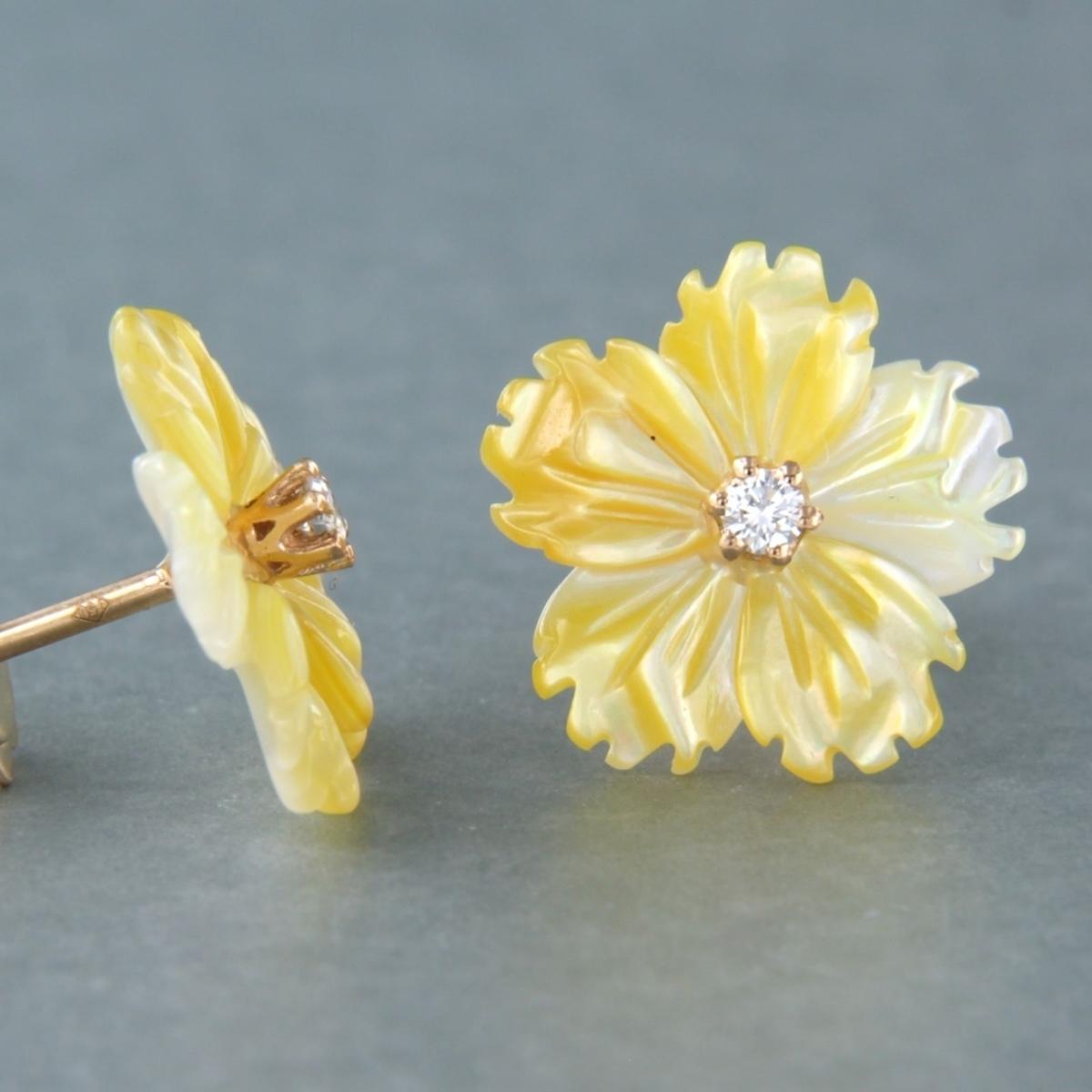 Women's Earrings set with agate and brilliant cut diamonds 18k pink gold For Sale