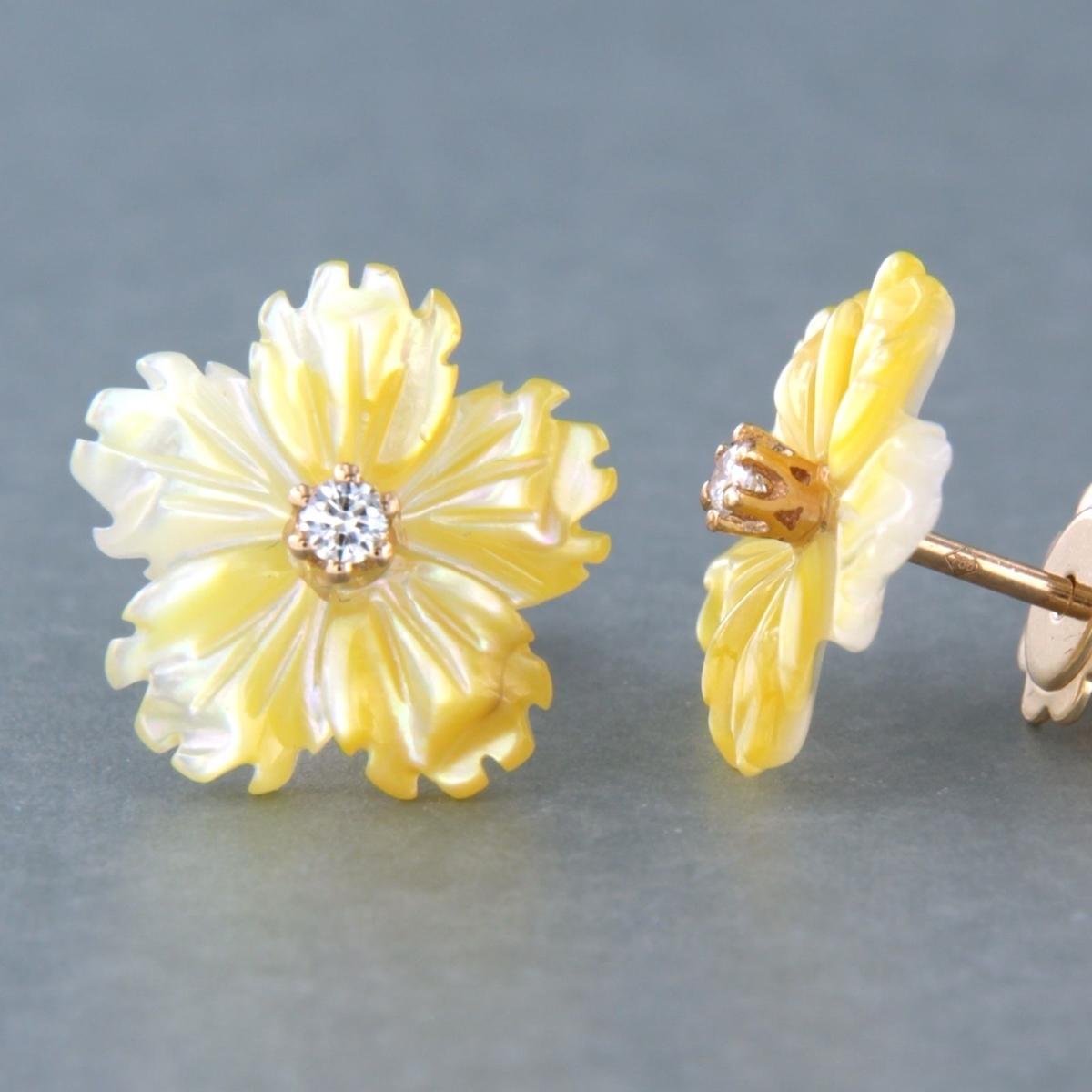 Earrings set with agate and brilliant cut diamonds 18k pink gold For Sale 1