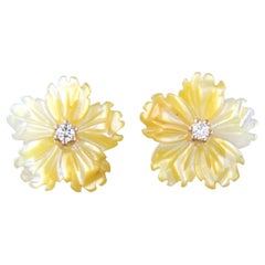 Boucles d'oreilles serties d'agate et de diamants taille brillant Or rose 18k