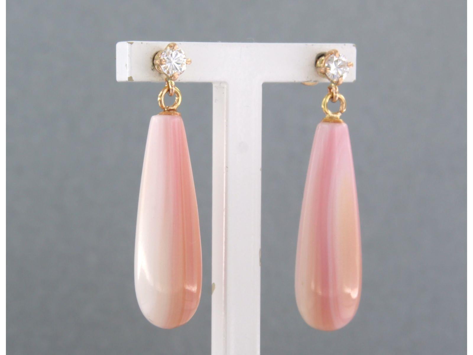 Modern Earrings set with agate and diamonds 18k pink gold For Sale