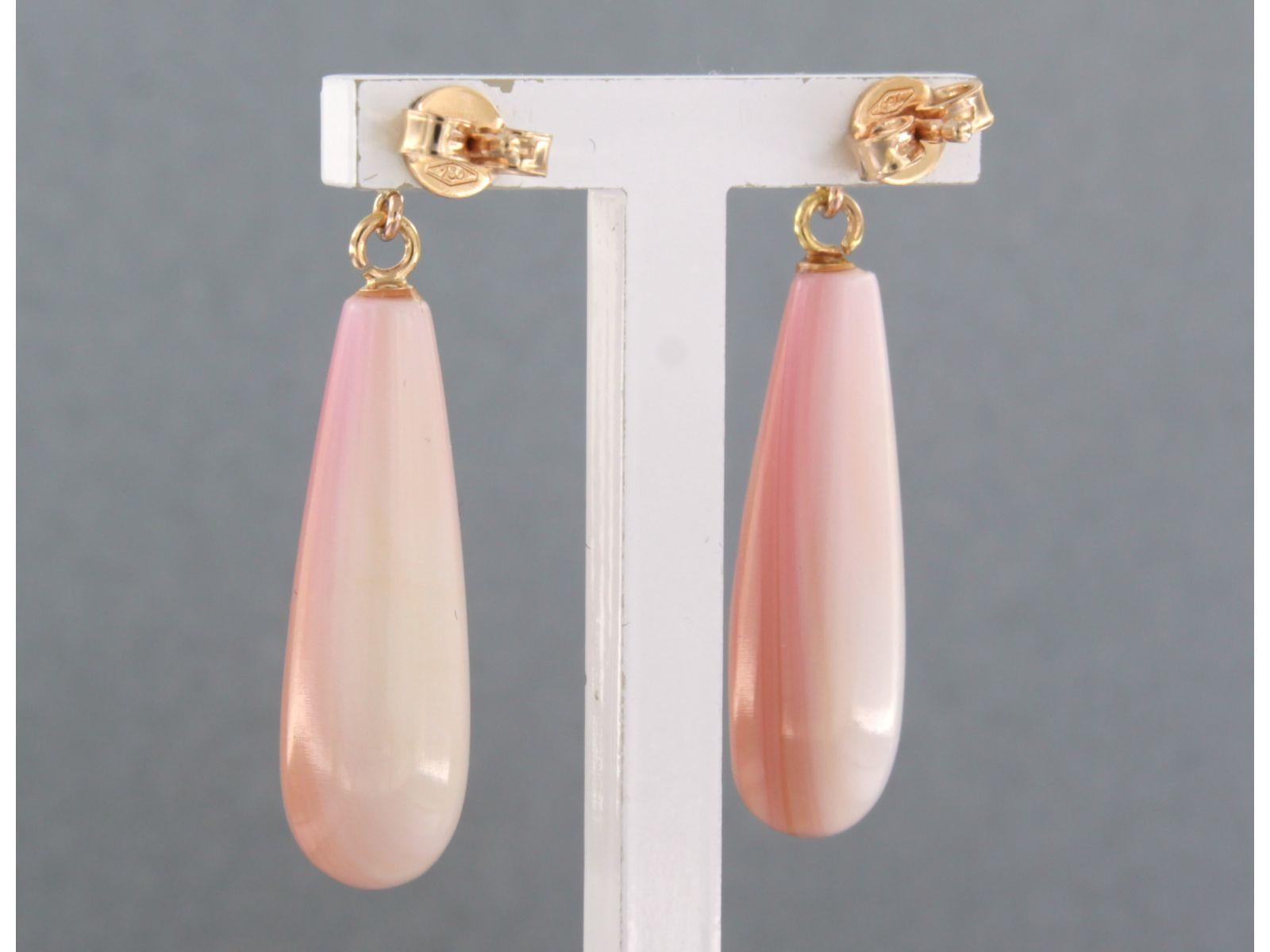 Earrings set with agate and diamonds 18k pink gold In New Condition For Sale In The Hague, ZH