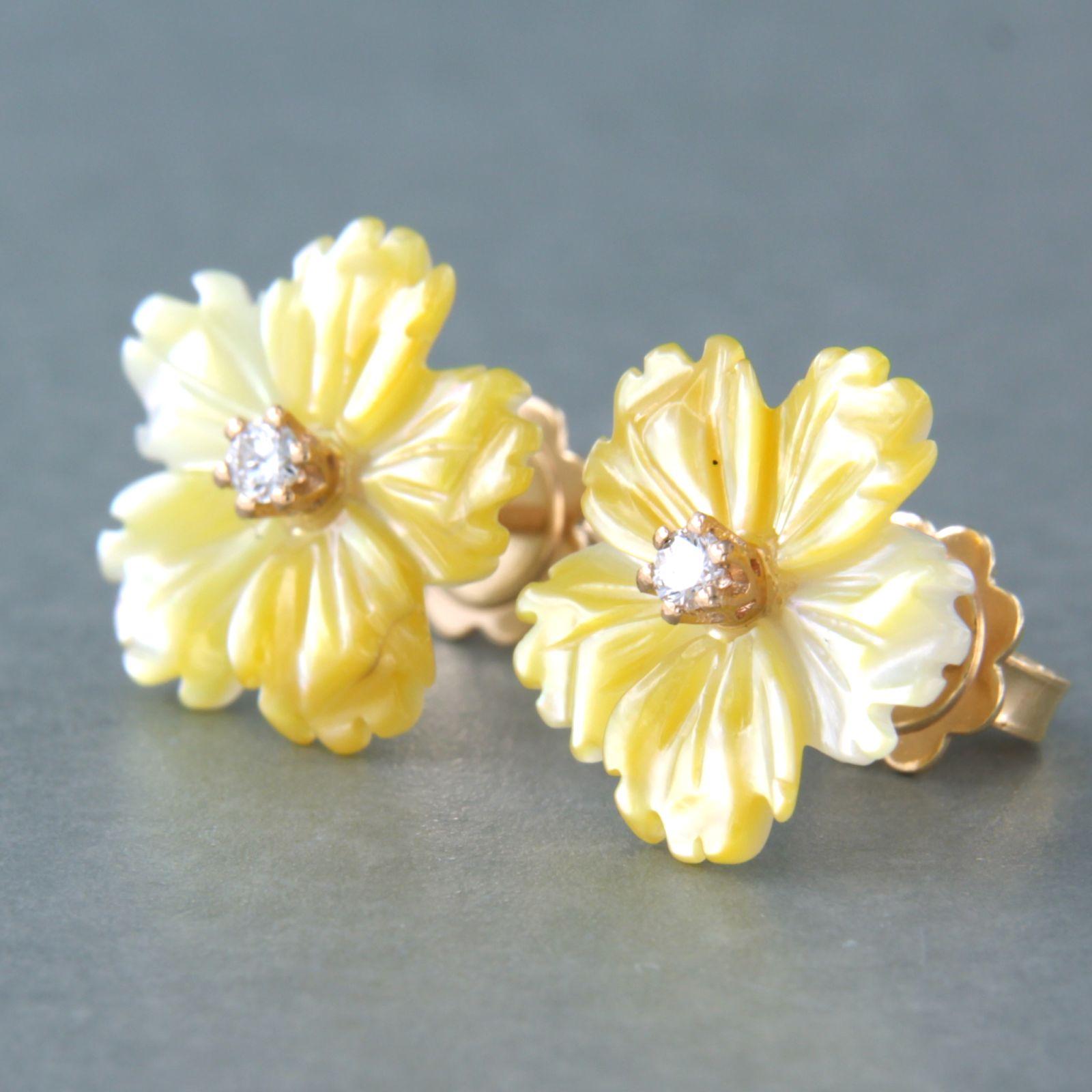 Boucles d'oreilles en or rose 18 carats serties d'agates et de diamants Pour femmes en vente