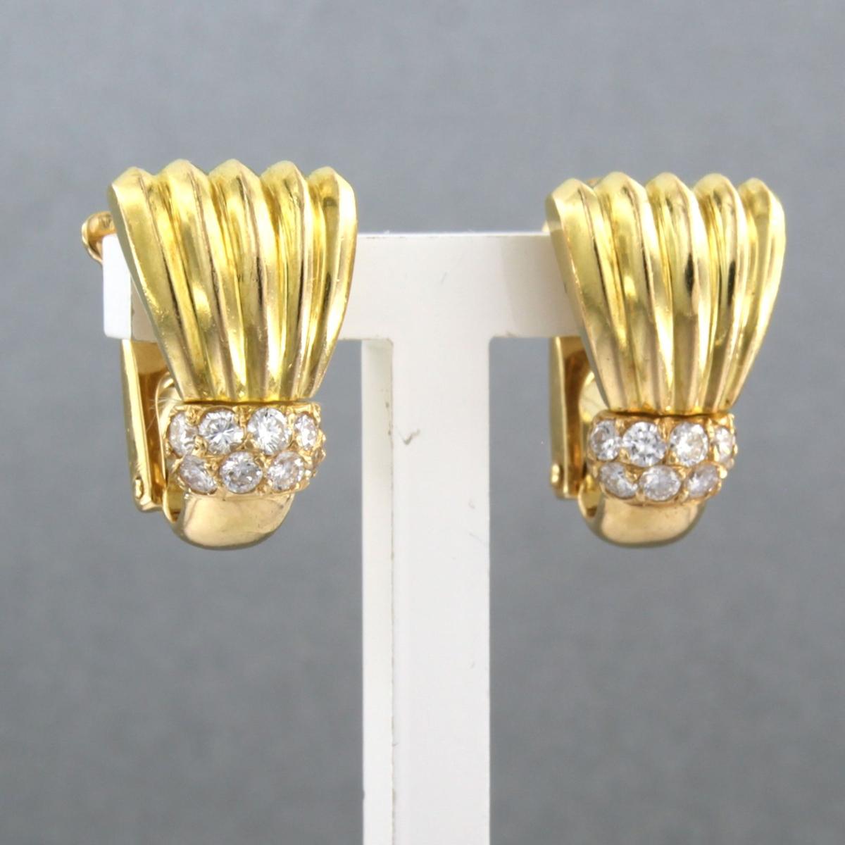 Modern Earrings set with brilliant cut diamonds up to 0.50ct 18k yellow gold For Sale