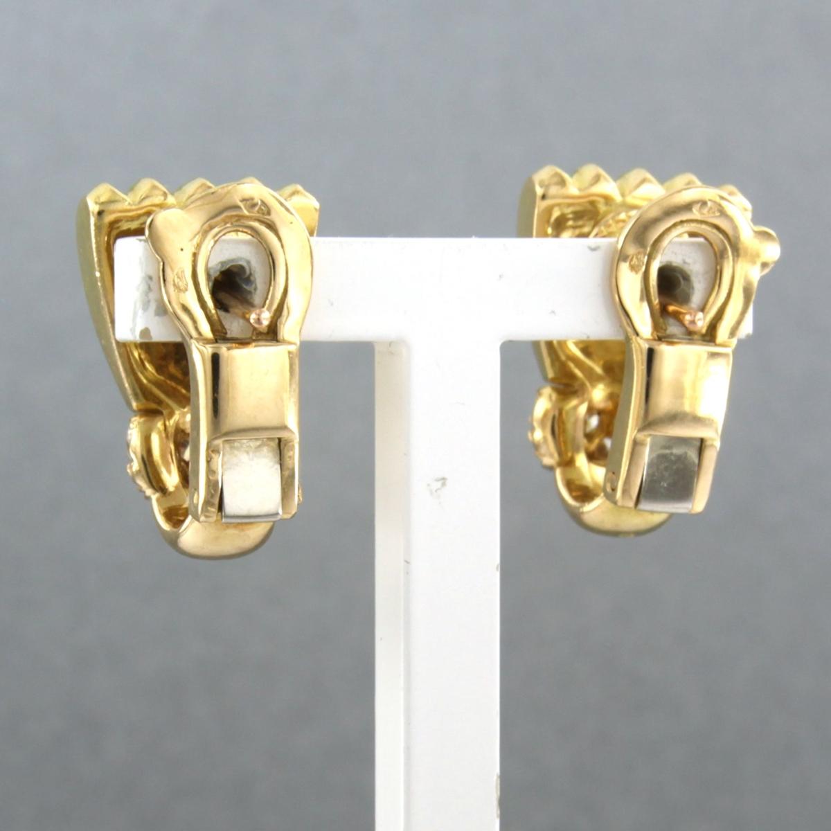 Earrings set with brilliant cut diamonds up to 0.50ct 18k yellow gold In Excellent Condition For Sale In The Hague, ZH