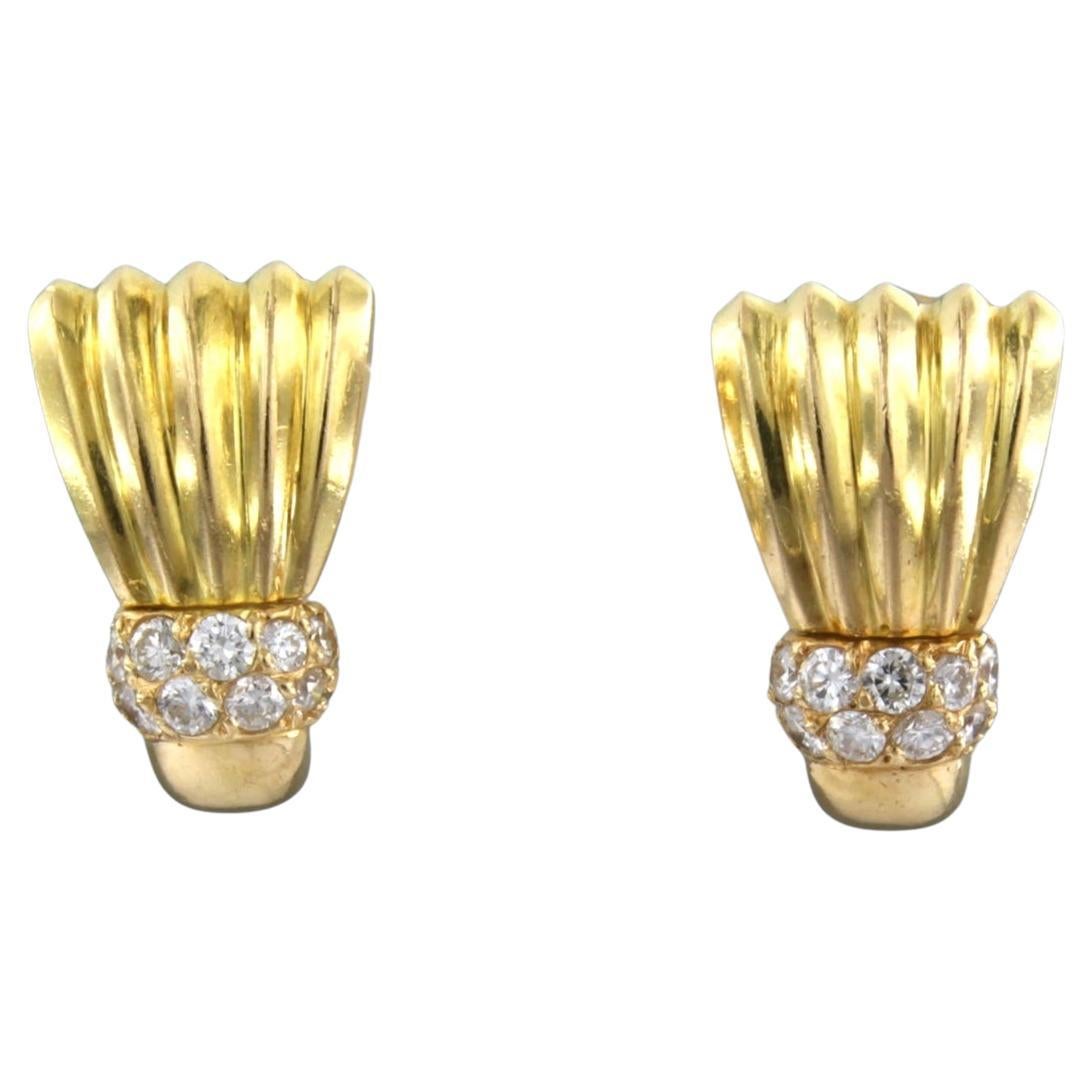 Earrings set with brilliant cut diamonds up to 0.50ct 18k yellow gold For Sale