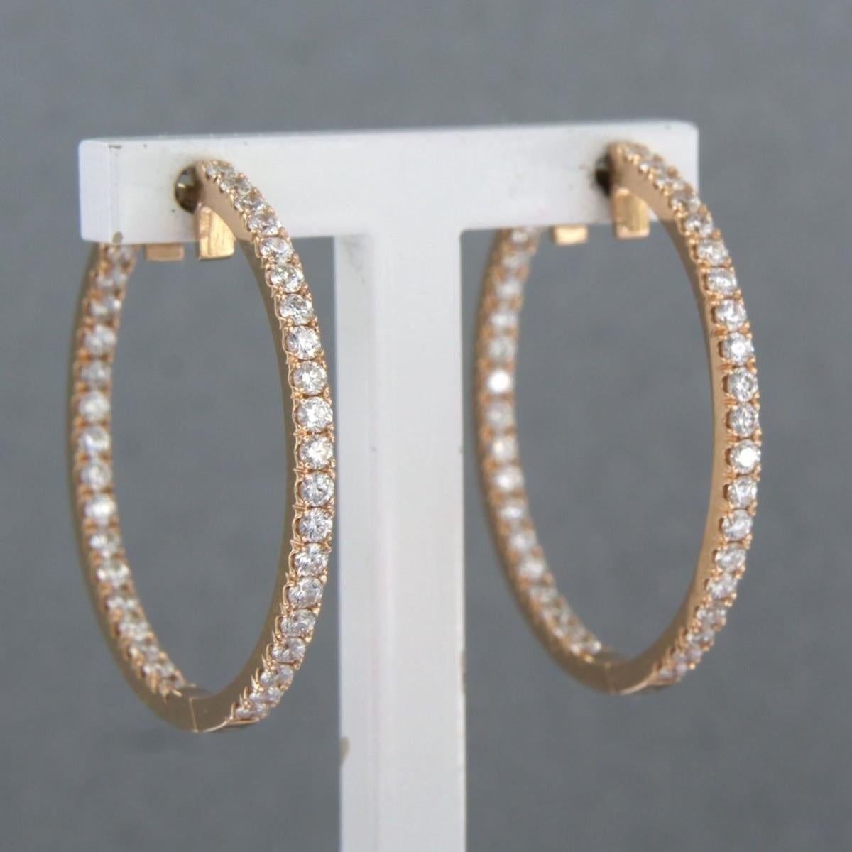 Modern Earrings set with brilliant cut diamonds up to 0.94ct 18k pink gold For Sale