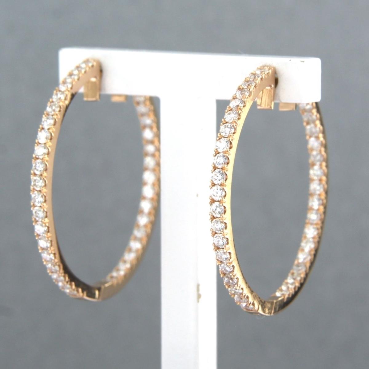 Taille brillant Boucles d'oreilles serties de diamants taille brillant jusqu'à 0,94ct Or rose 18k en vente