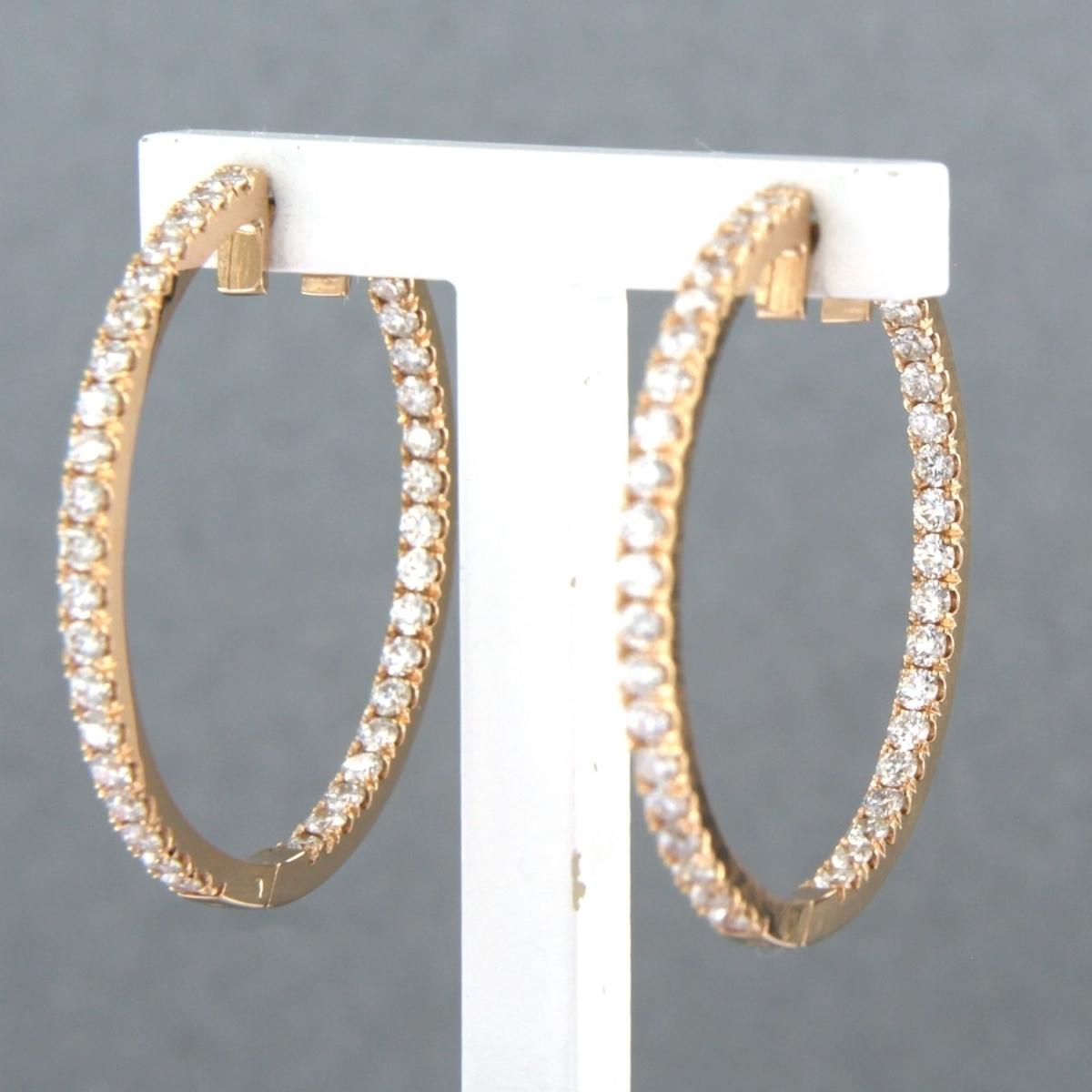 Earrings set with brilliant cut diamonds up to 0.94ct 18k pink gold For Sale 2