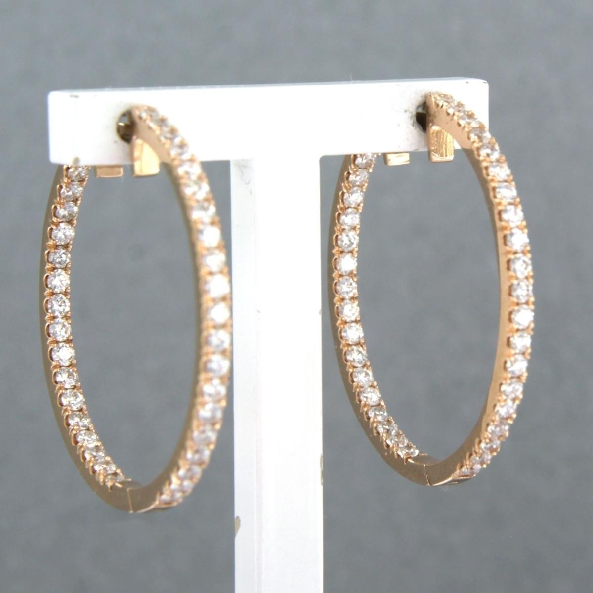 Earrings set with brilliant cut diamonds up to 0.94ct 18k pink gold For Sale 3