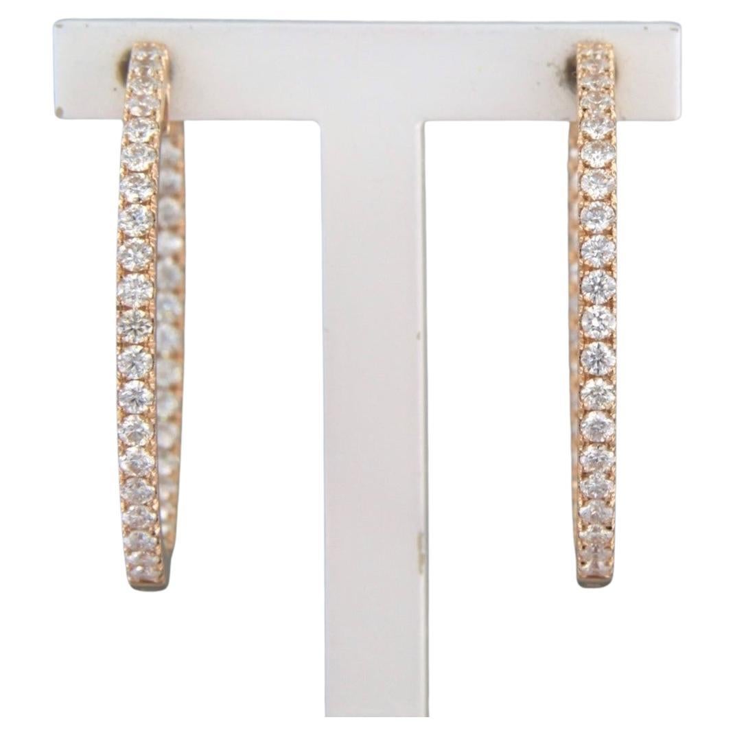 Earrings set with brilliant cut diamonds up to 0.94ct 18k pink gold For Sale