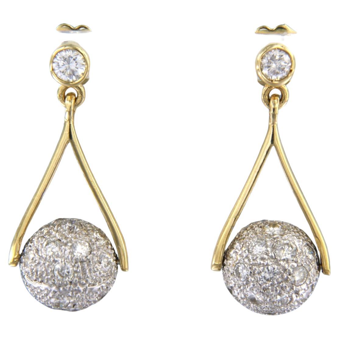 Earrings with agate and brilliant cut diamonds up to 0.30ct 18k pink ...