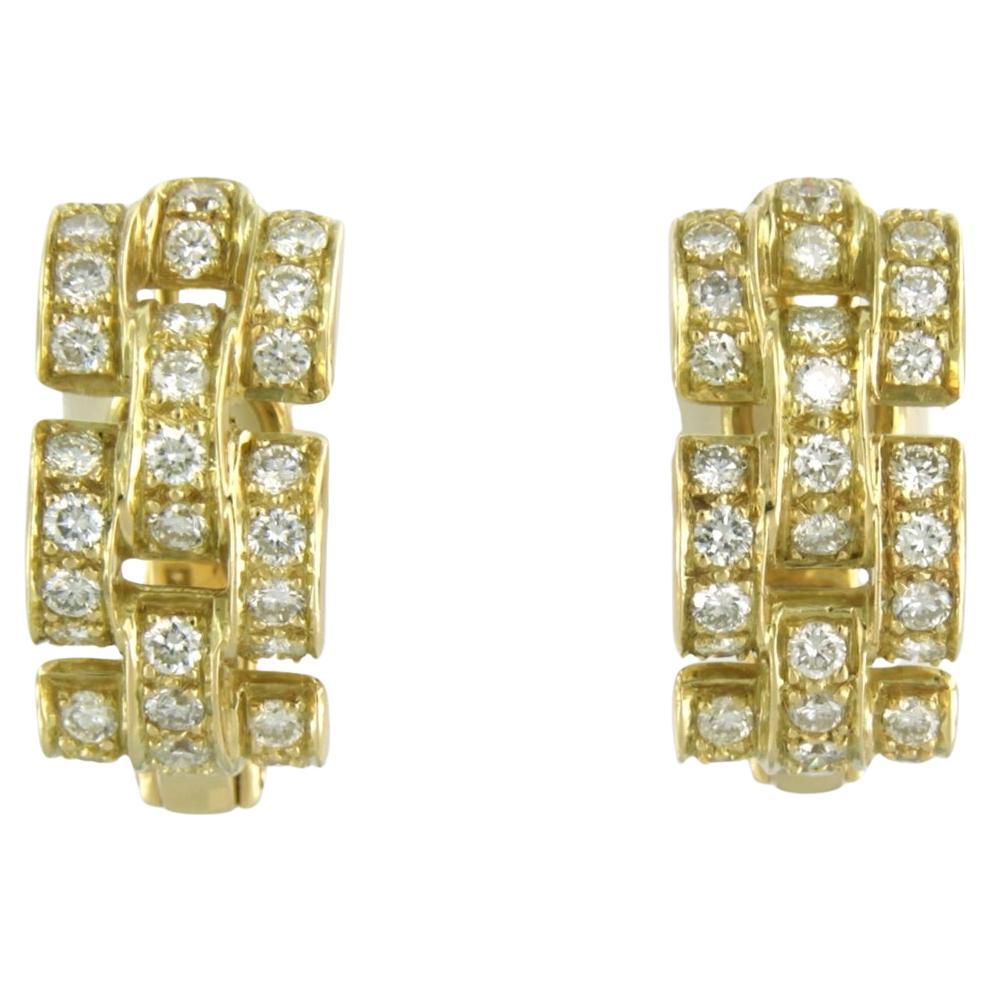 Earrings set with brilliant cut diamonds up to 2.50ct 18k yellow gold