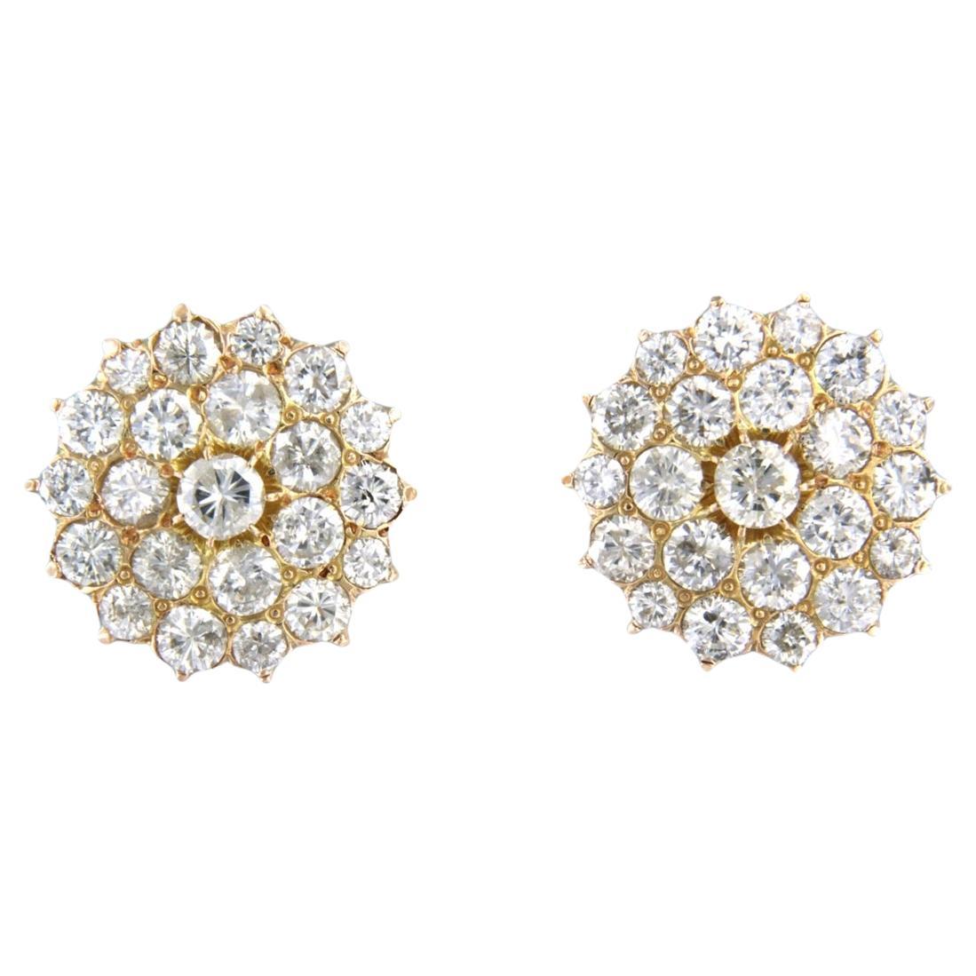 Earrings set with brilliant cut diamonds up to 3.70ct 14k pink gold