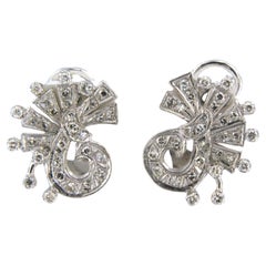 Antique Earrings set with diamonds 14k white gold